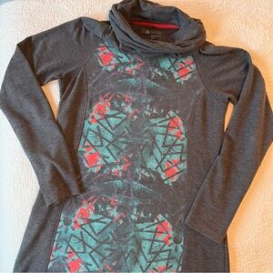 Gray and Teal Patterned Women's Dress